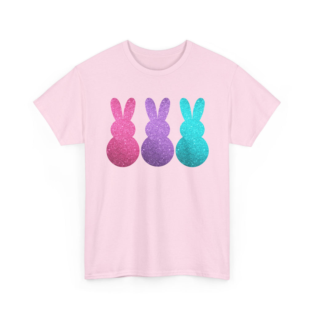 Glitter Pastel Bunny Trio Tee | Easter Rabbit Silhouette Shirt