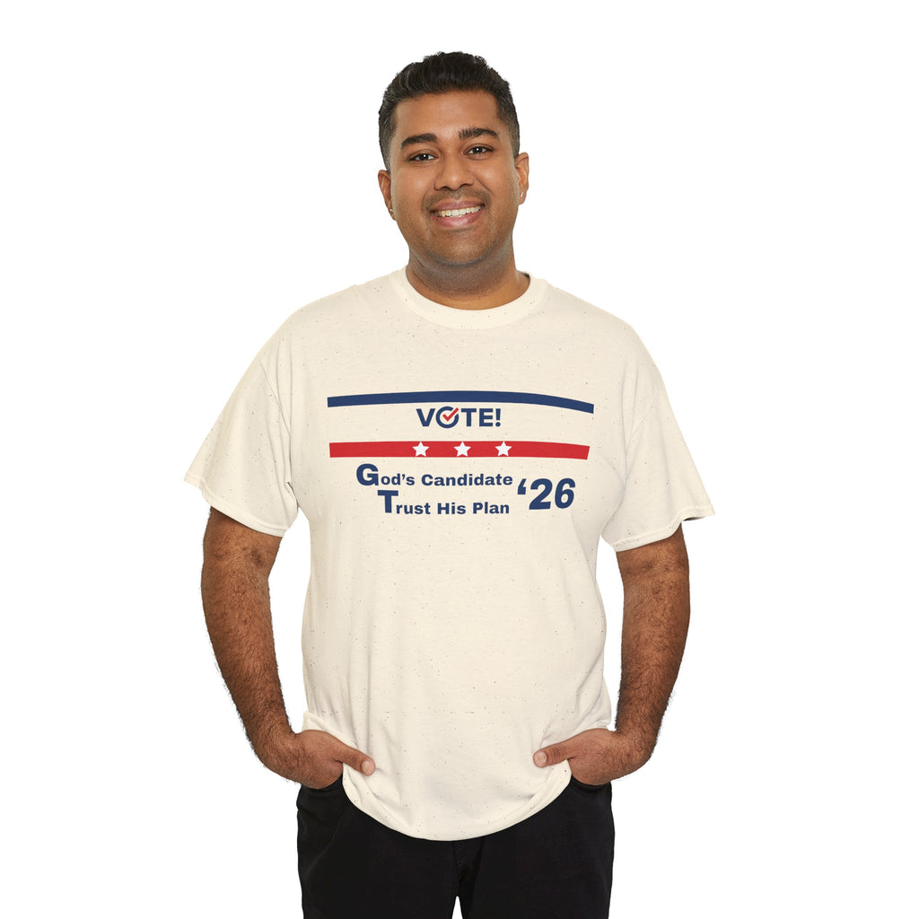 Political Vote '26 T‑Shirt — "God's Candidate Trust His Plan" Patriotic Tee