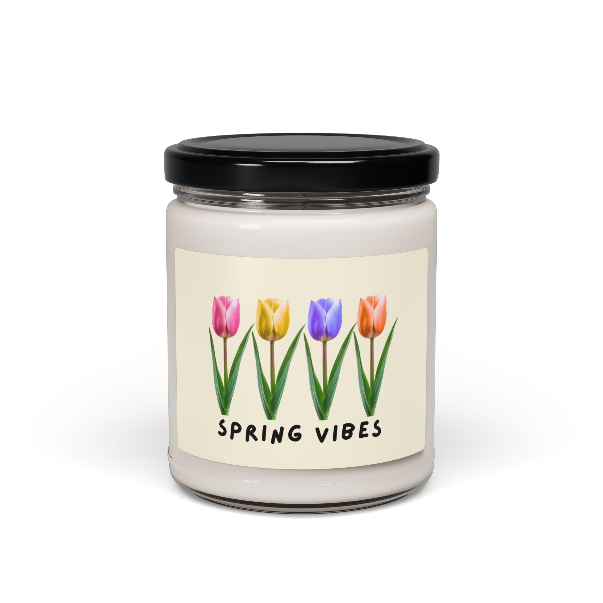 Spring Vibes Soy Candle – 9oz Scented Jar (Tulip Floral Fragrance)