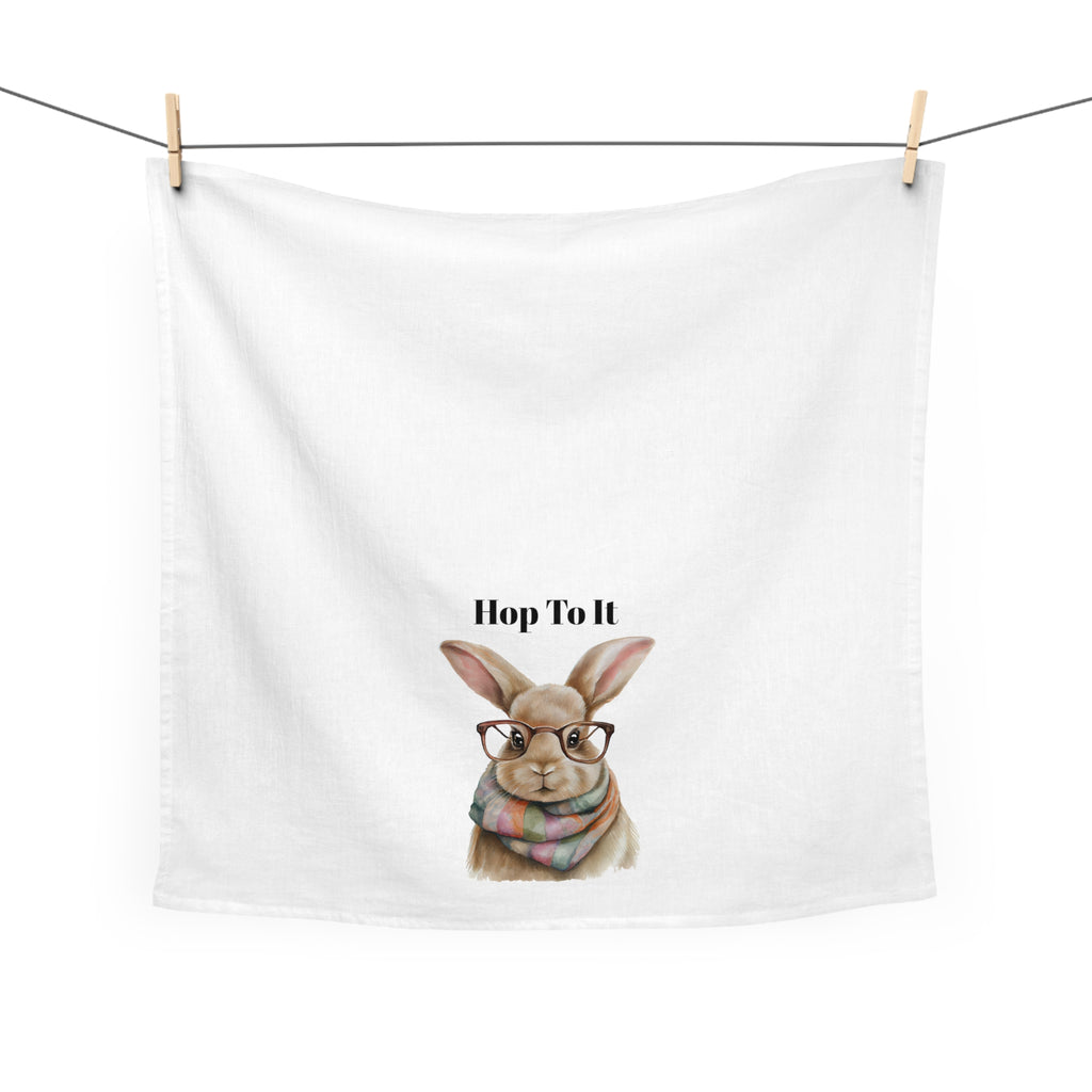 Hop To It Bunny Tea Towel — Cute Easter Rabbit Design