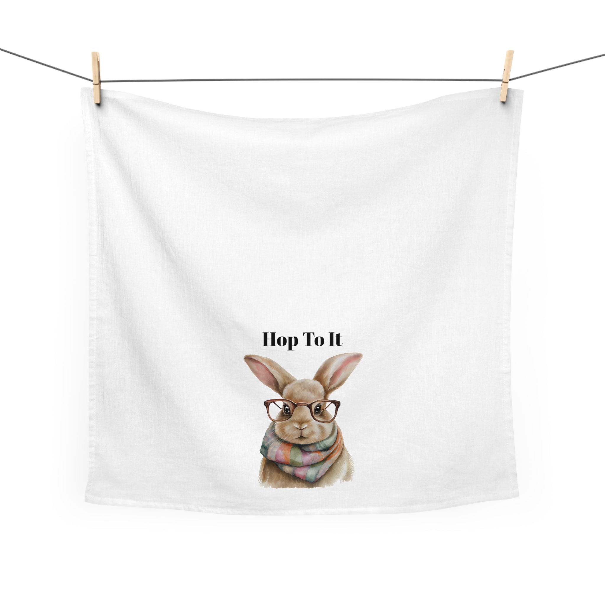 Hop To It Bunny Tea Towel — Cute Easter Rabbit Design