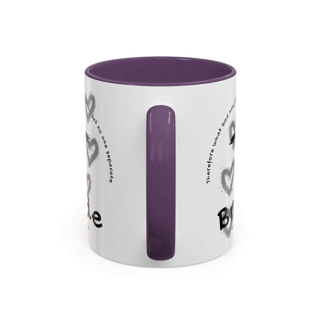 Bride Coffee Mug — Christian Cross & Hearts Accent Mug (Matthew 19:6)