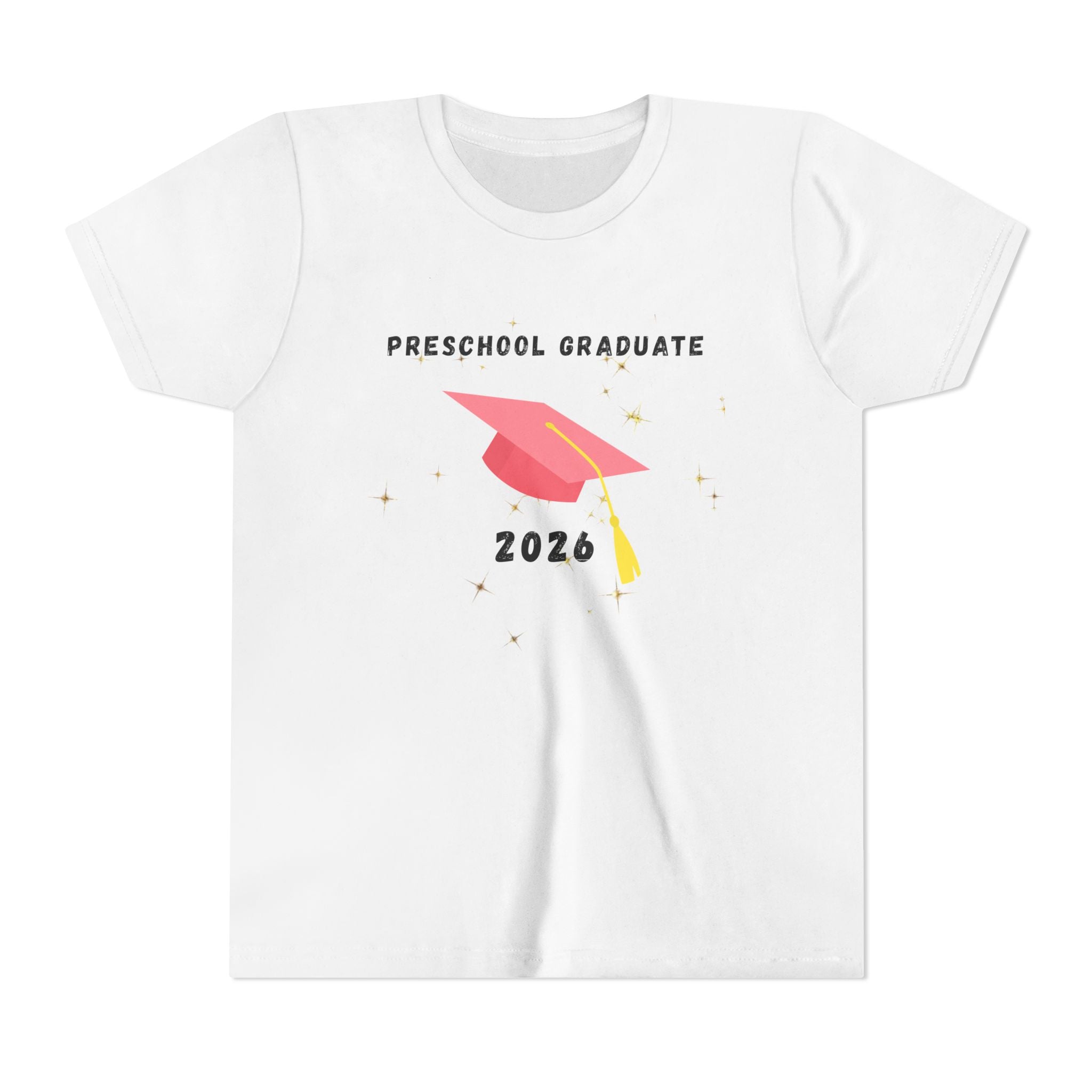 Preschool Graduate 2026 Youth Tee — Pink Graduation Cap Kids Shirt