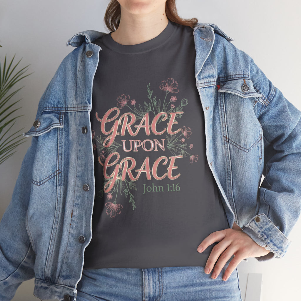 Grace Upon Grace Tee — John 1:16 Floral Christian T-Shirt