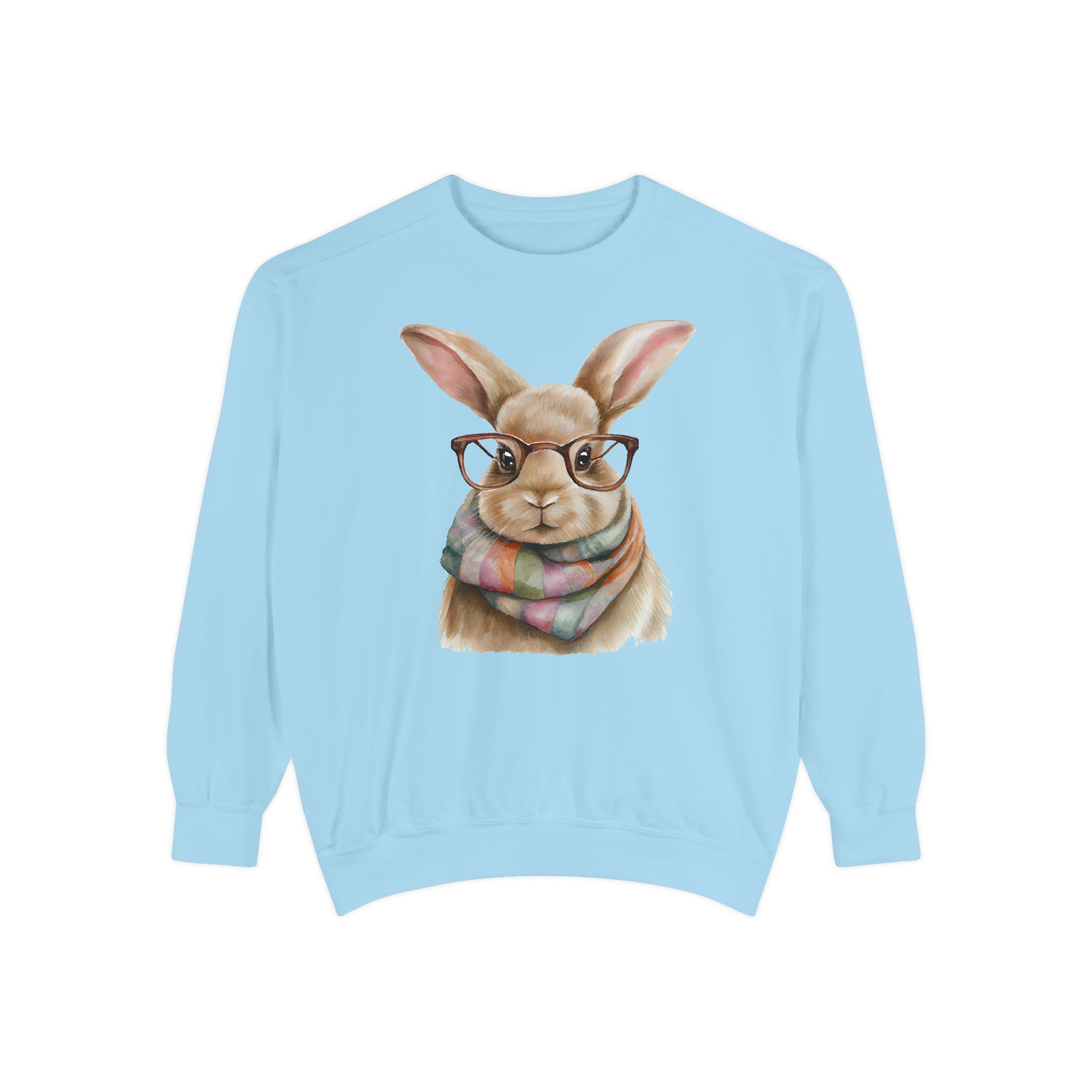 Library Book Bunny in Scarf Sweatshirt (Comfort Colors)