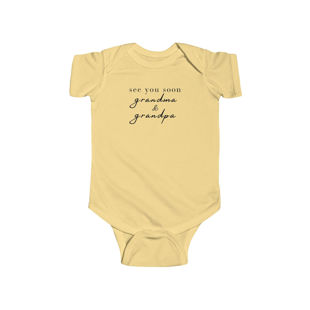 See you soon grandma & grandpa Infant Bodysuit | Pregnancy Announcement, New Baby Reveal