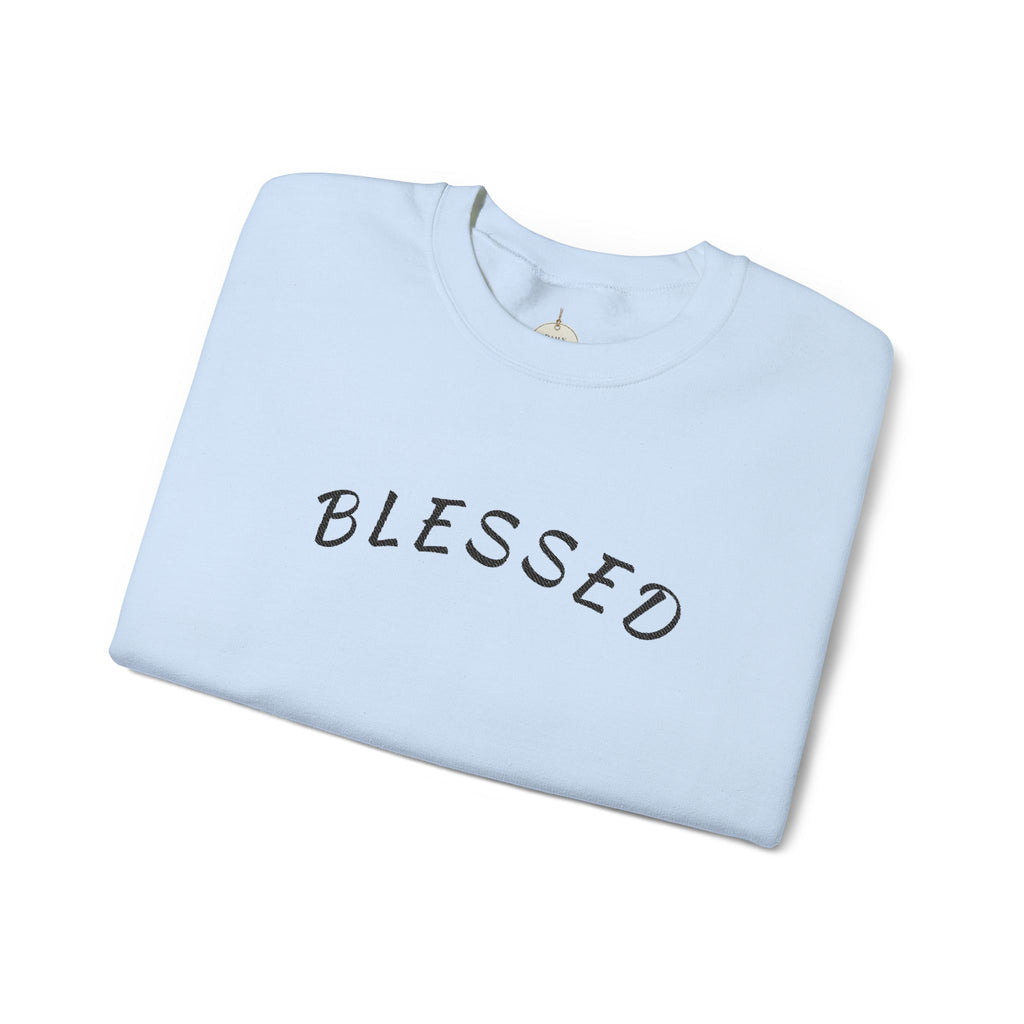 Embroidered - Blessed Crewneck Sweatshirt — Cozy Pullover with Script 'BLESSED'