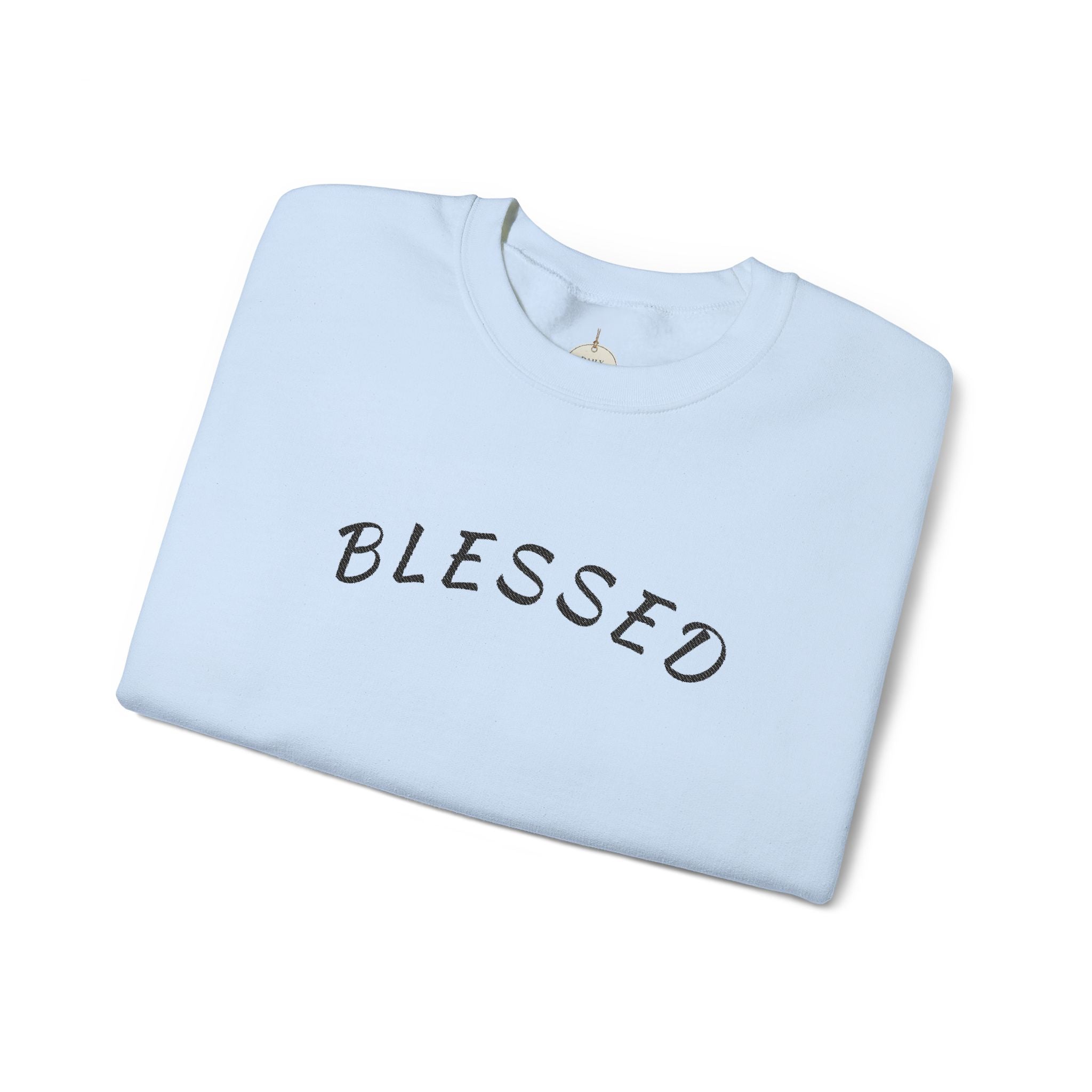 Embroidered - Blessed Crewneck Sweatshirt — Cozy Pullover with Script 'BLESSED'