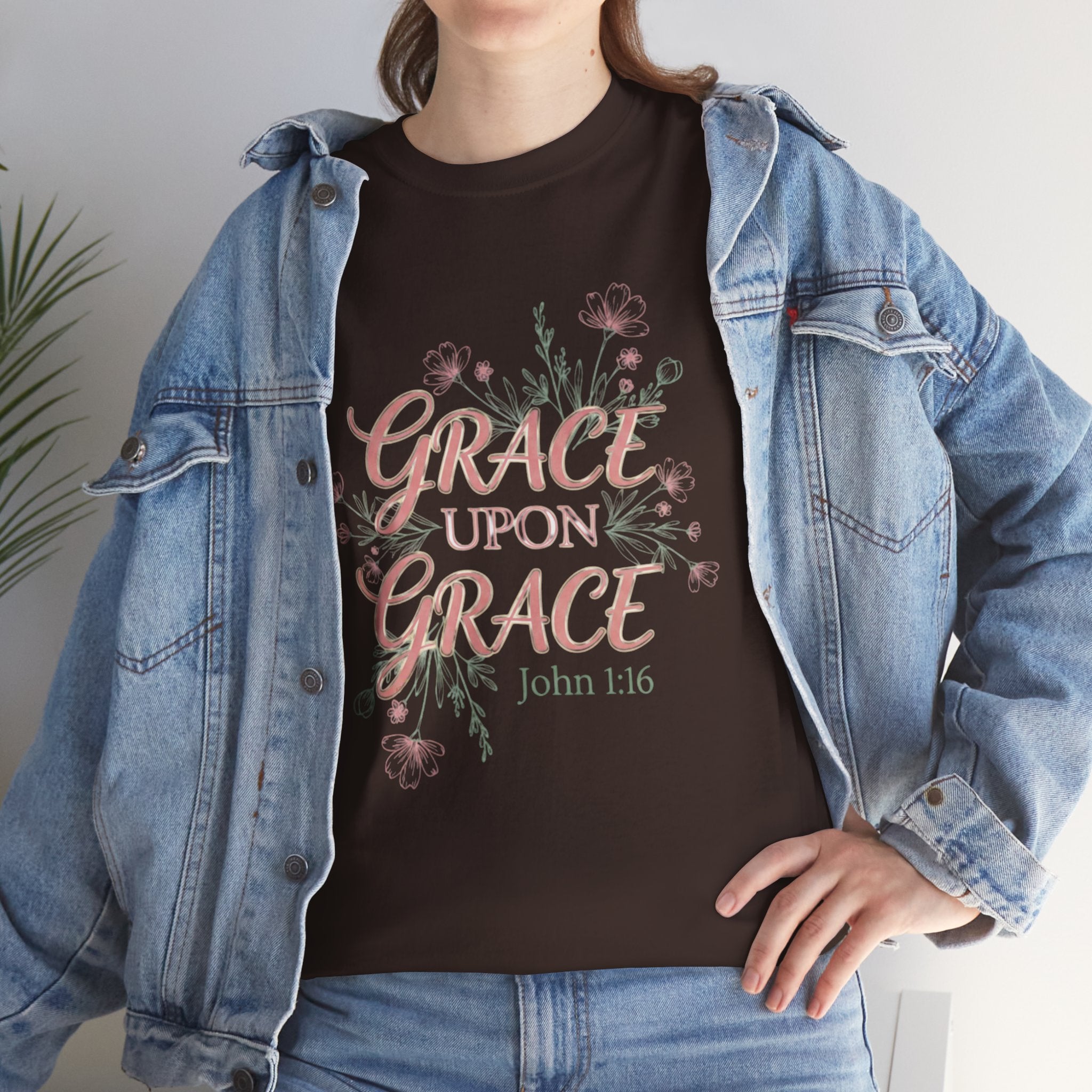 Grace Upon Grace Tee — John 1:16 Floral Christian T-Shirt