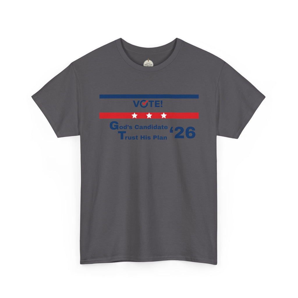 Political Vote '26 T‑Shirt — "God's Candidate Trust His Plan" Patriotic Tee