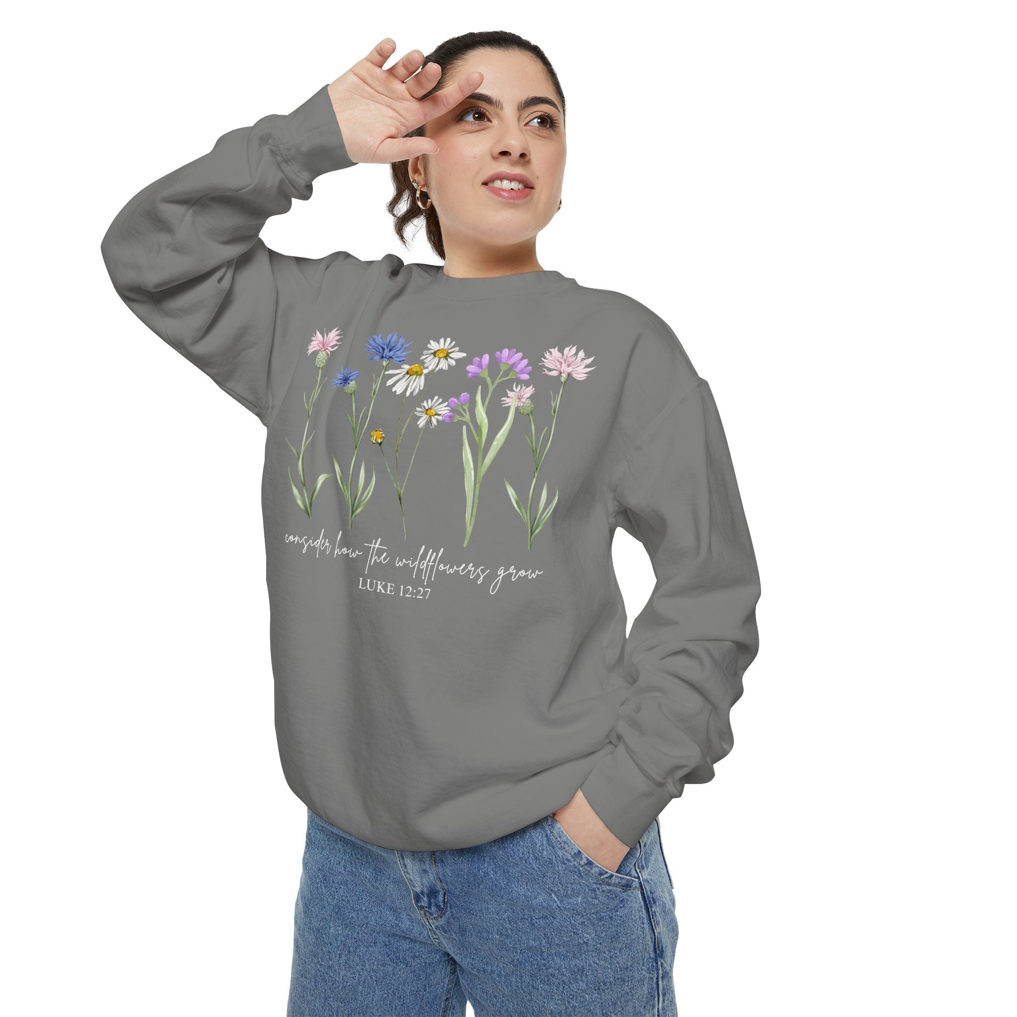 Floral Wildflower Sweatshirt — "comfort lies in allowing yourself to grow"