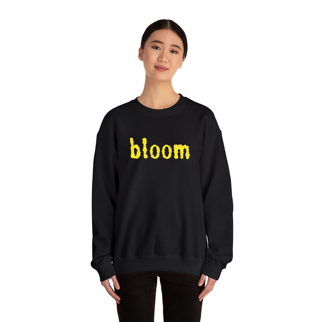 Embroidered Bloom Floral Crewneck Sweatshirt — Yellow Daisy “bloom” Design