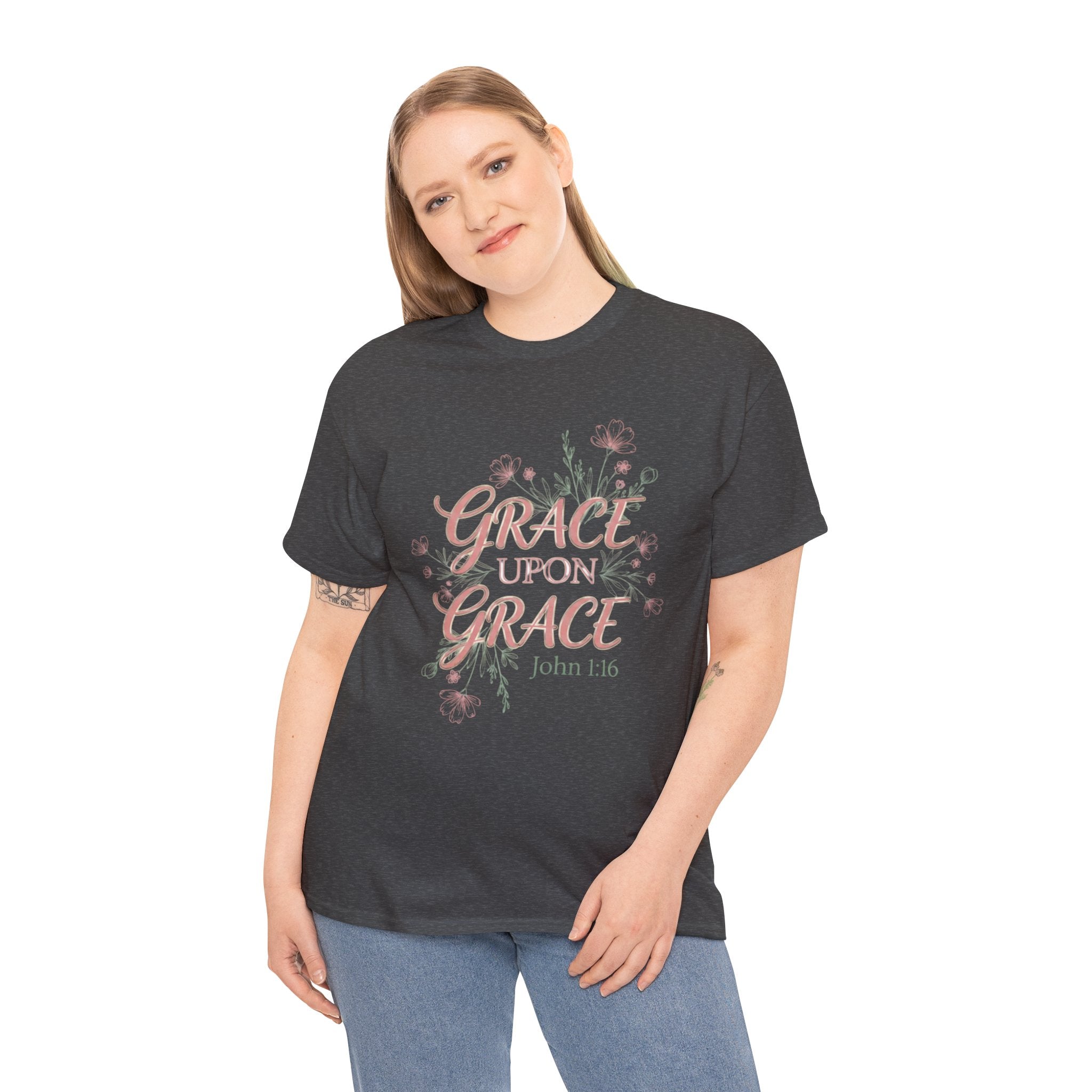 Grace Upon Grace Tee — John 1:16 Floral Christian T-Shirt