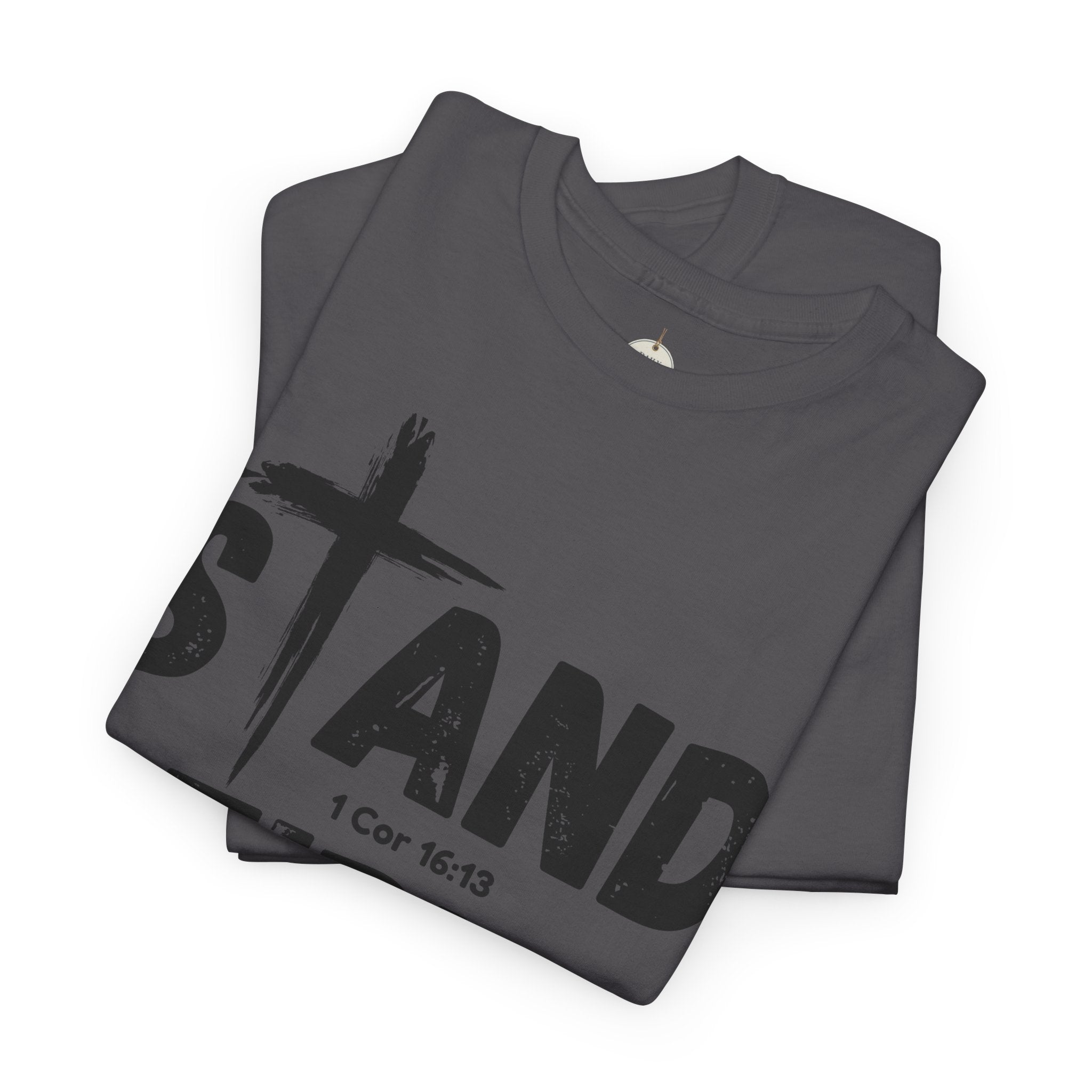 Stand Firm T-Shirt — Christian Faith Tee with Cross & 1 Cor 16:13 Inspirational Design