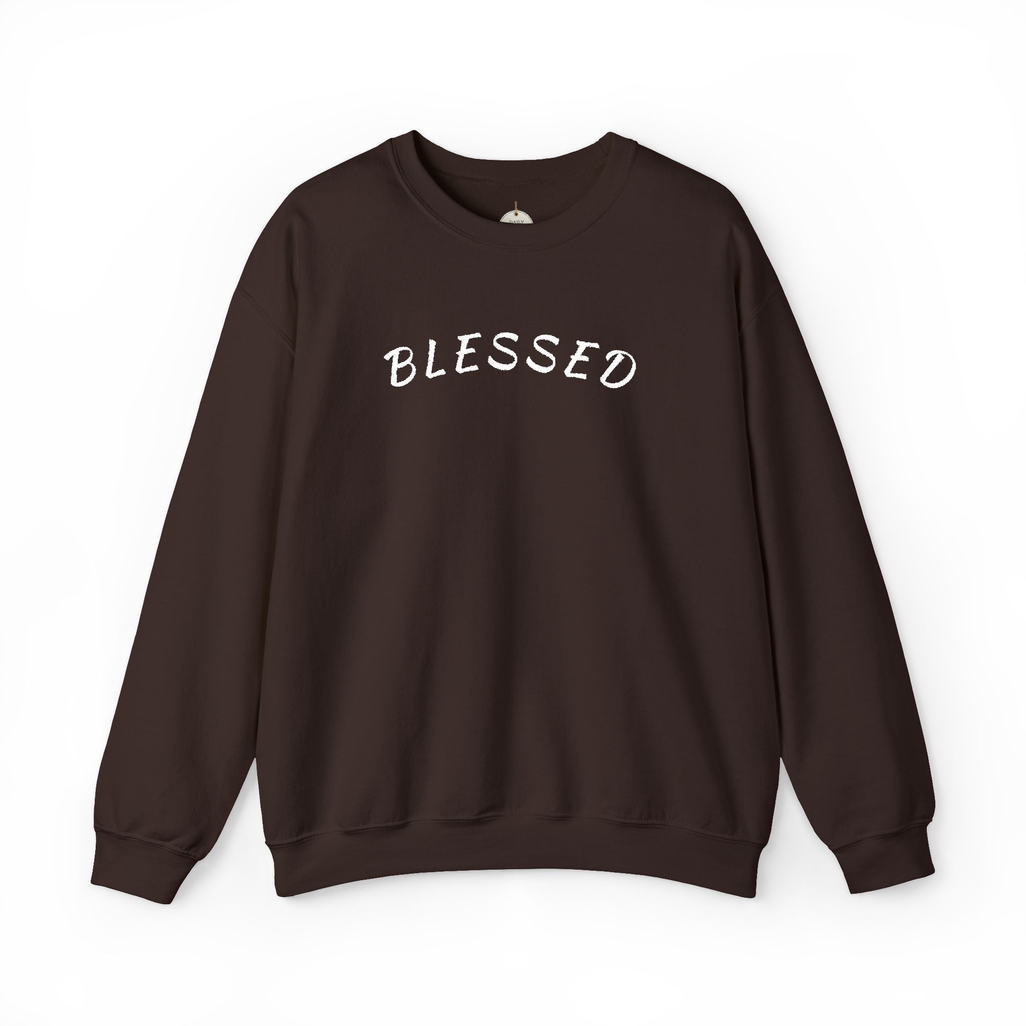 Embroidered Blessed Crewneck Sweatshirt — Minimal Faith-Inspired Pullover