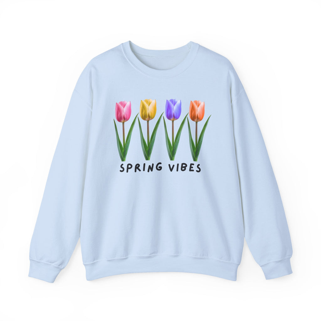 Crewneck Sweatshirt - Spring Vibes Tulips Floral Graphic
