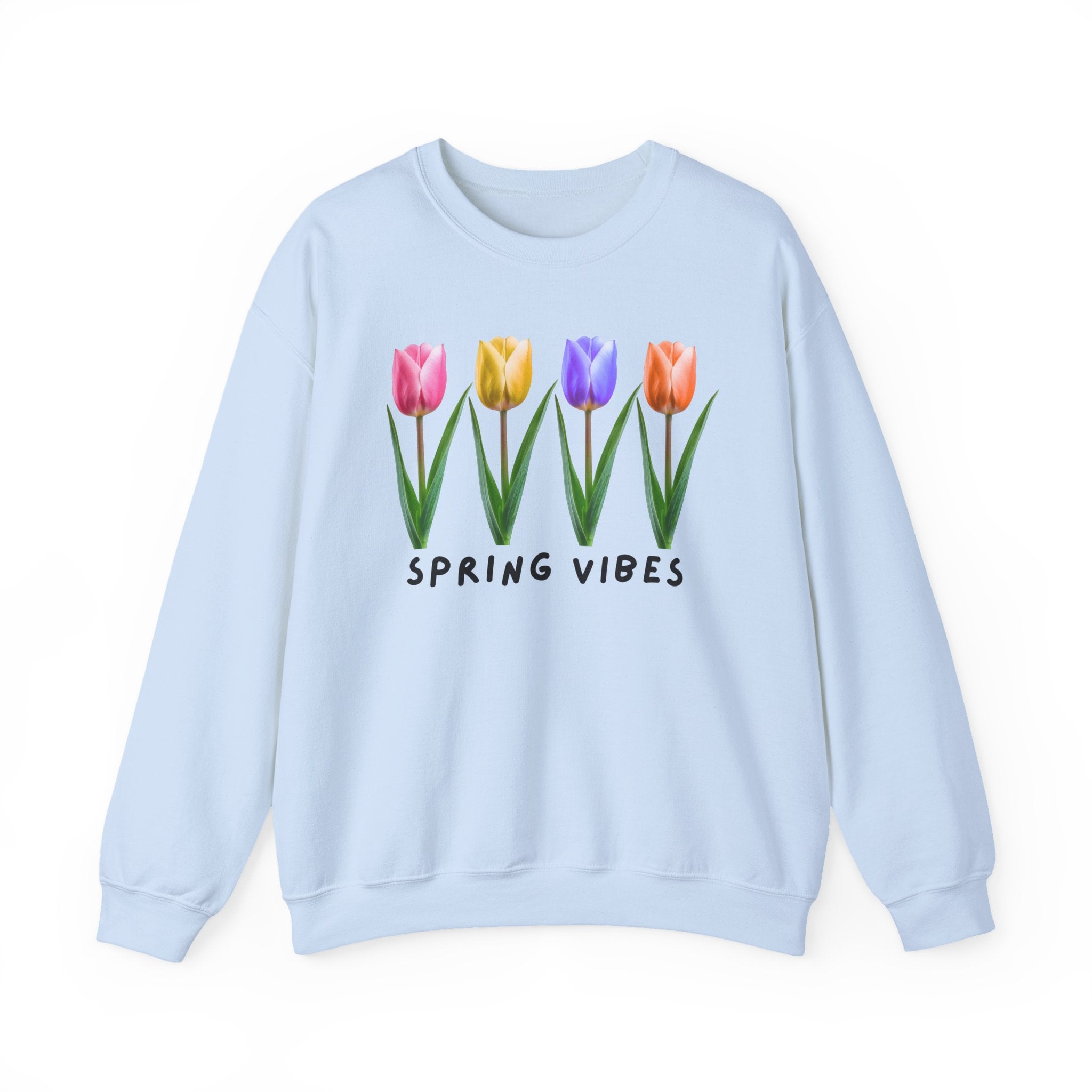 Crewneck Sweatshirt - Spring Vibes Tulips Floral Graphic