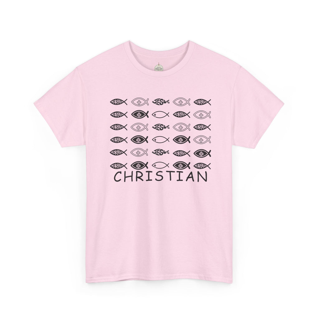 Christian Fish Pattern T‑Shirt — Ichthys Faith Tee - JESUS FISH