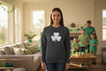 Embroidered Shamrock Crewneck Sweatshirt — Simple White Clover St. Patrick’s Day Pullover
