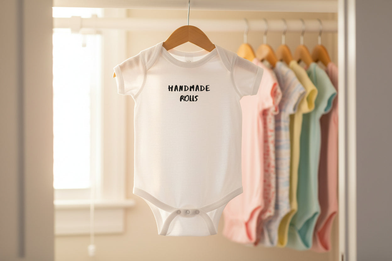 Handmade Rolls Infant Bodysuit — Cute Minimal Baby Onesie
