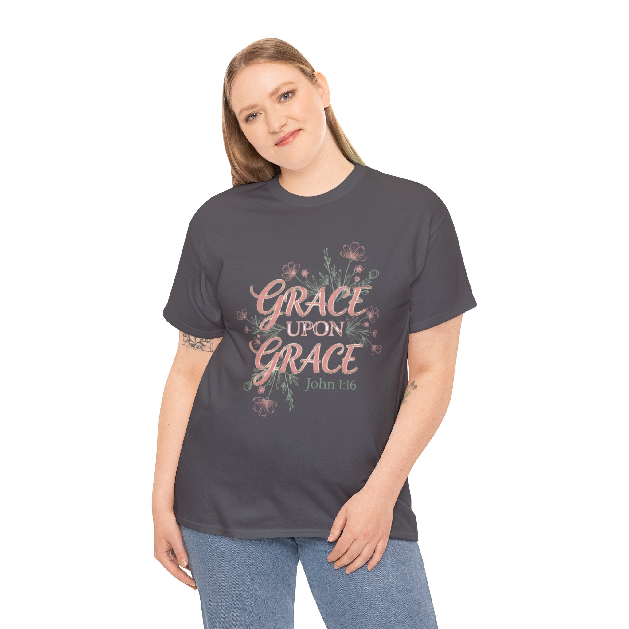 Grace Upon Grace Tee — John 1:16 Floral Christian T-Shirt