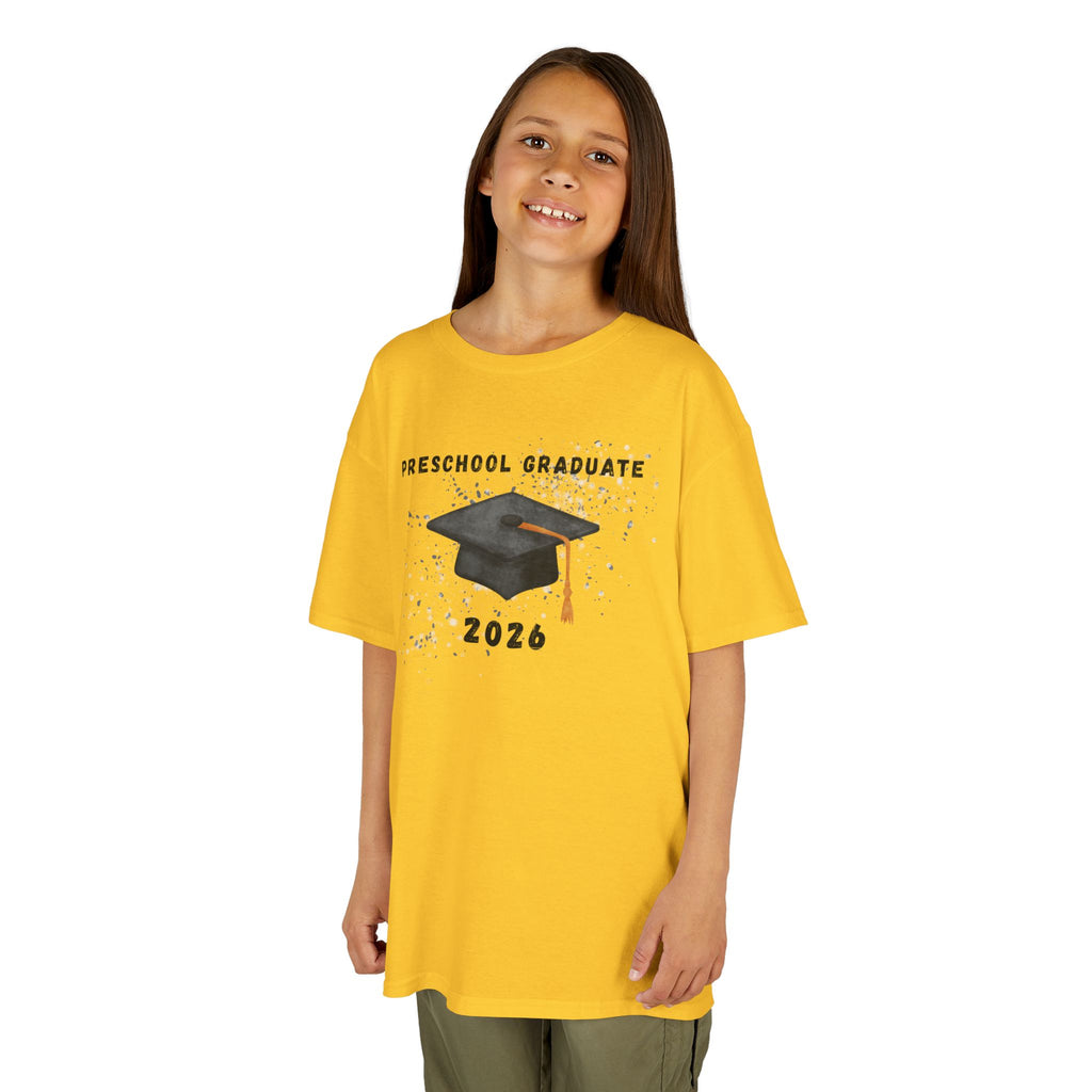 Preschool Graduate 2026 Kids T-Shirt — Graduation Cap Celebration Tee