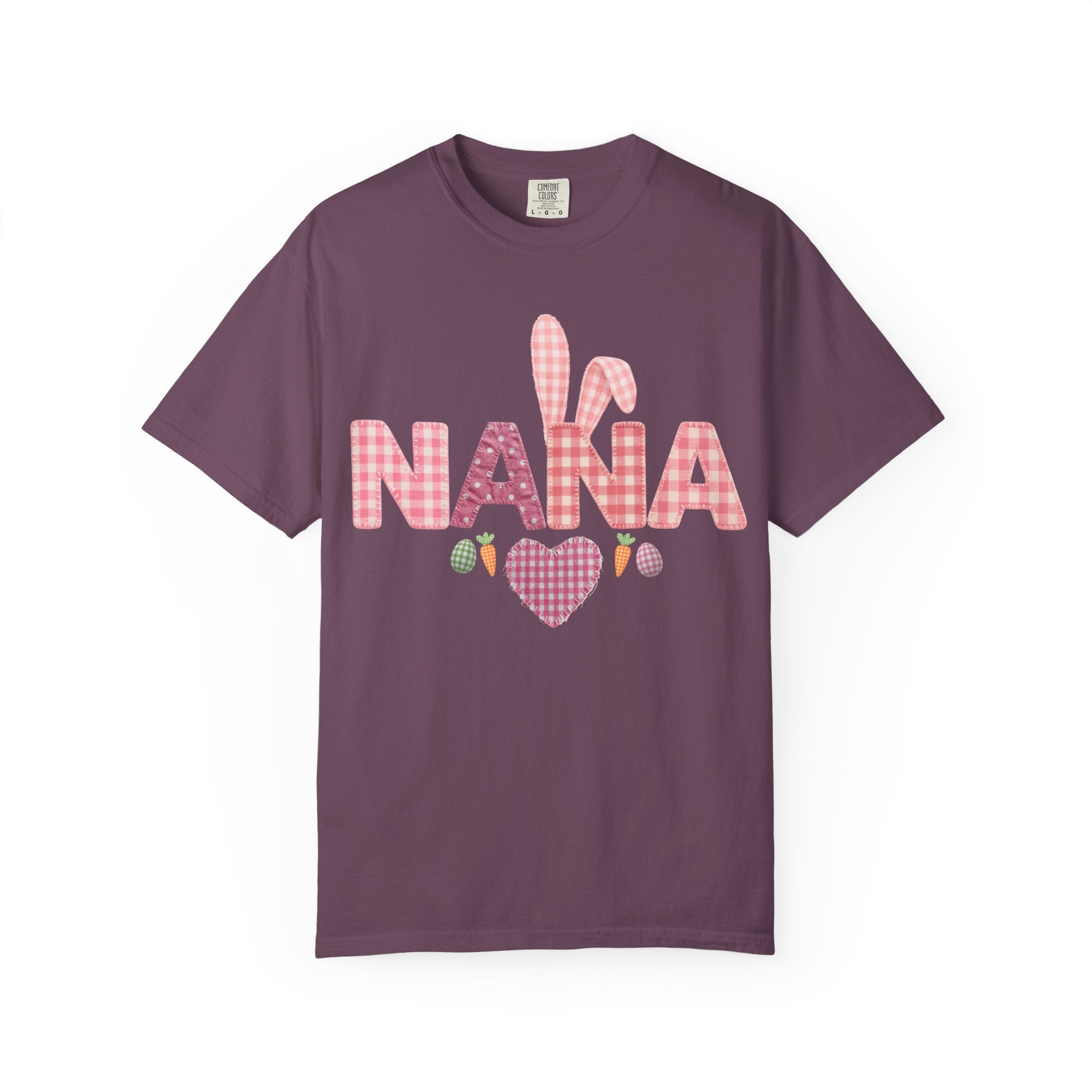 Nana Pink Gingham Heart Easter T-Shirt Comfort Colors