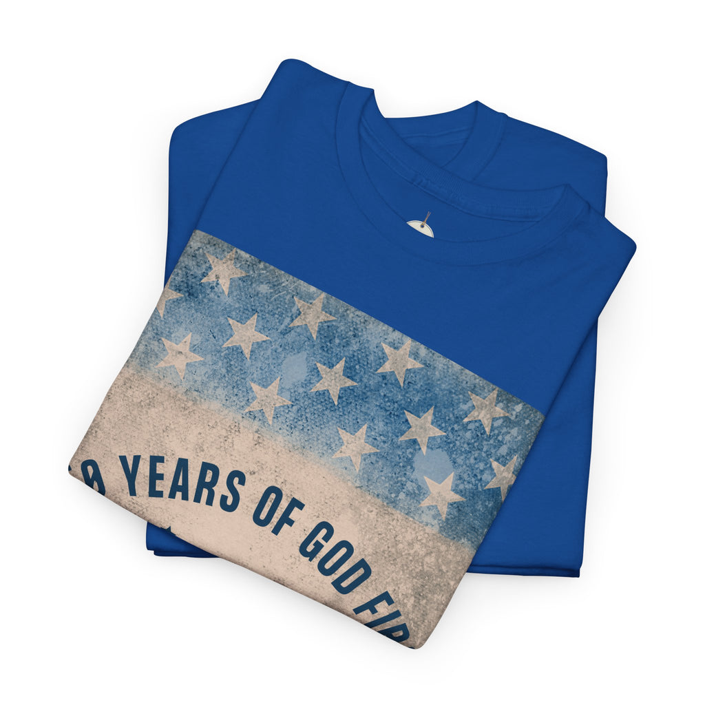 God First 250 Years Vintage American Flag  and Patriotic T-Shirt