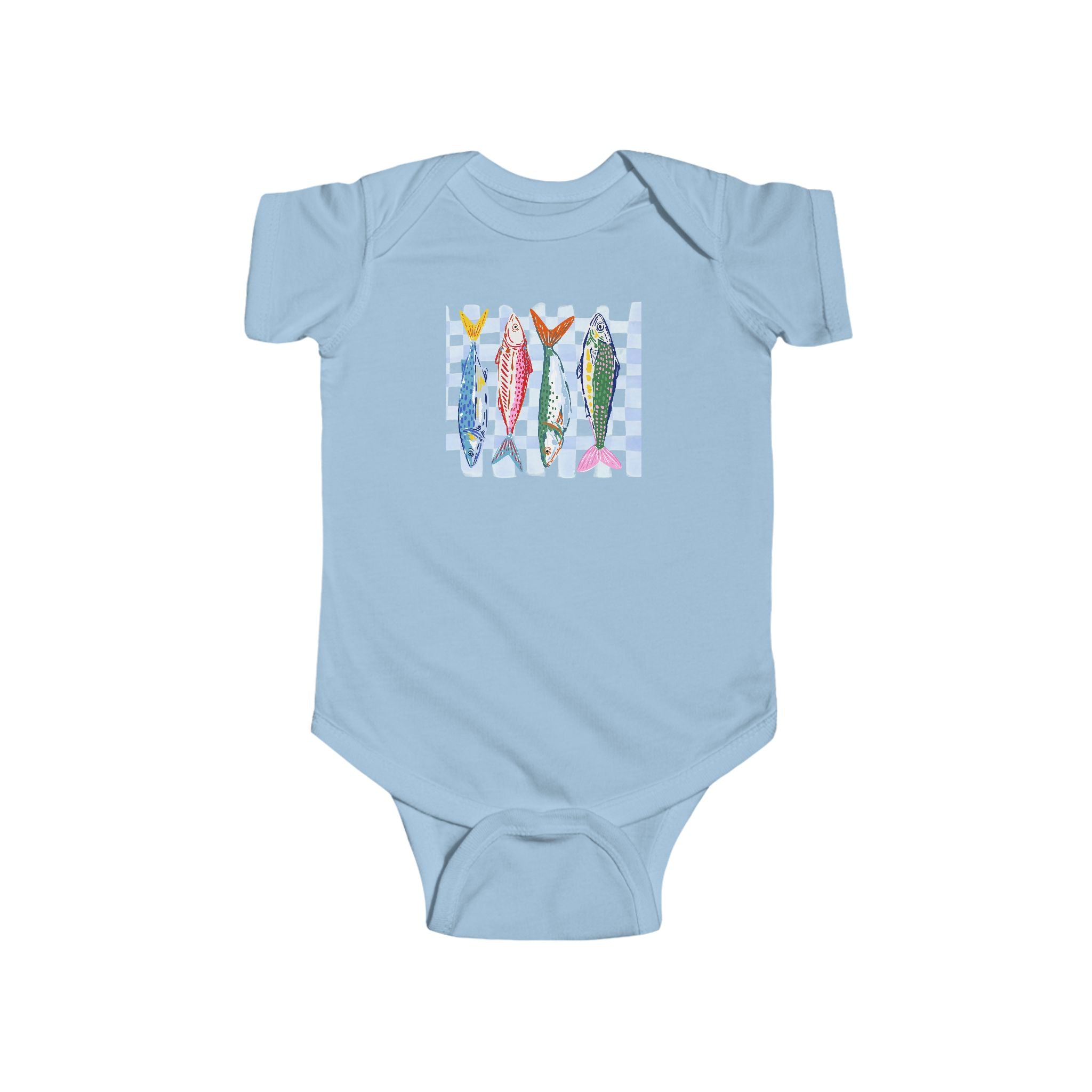 Infant Bodysuit — Colorful Sardine Fish Graphic Baby Onesie