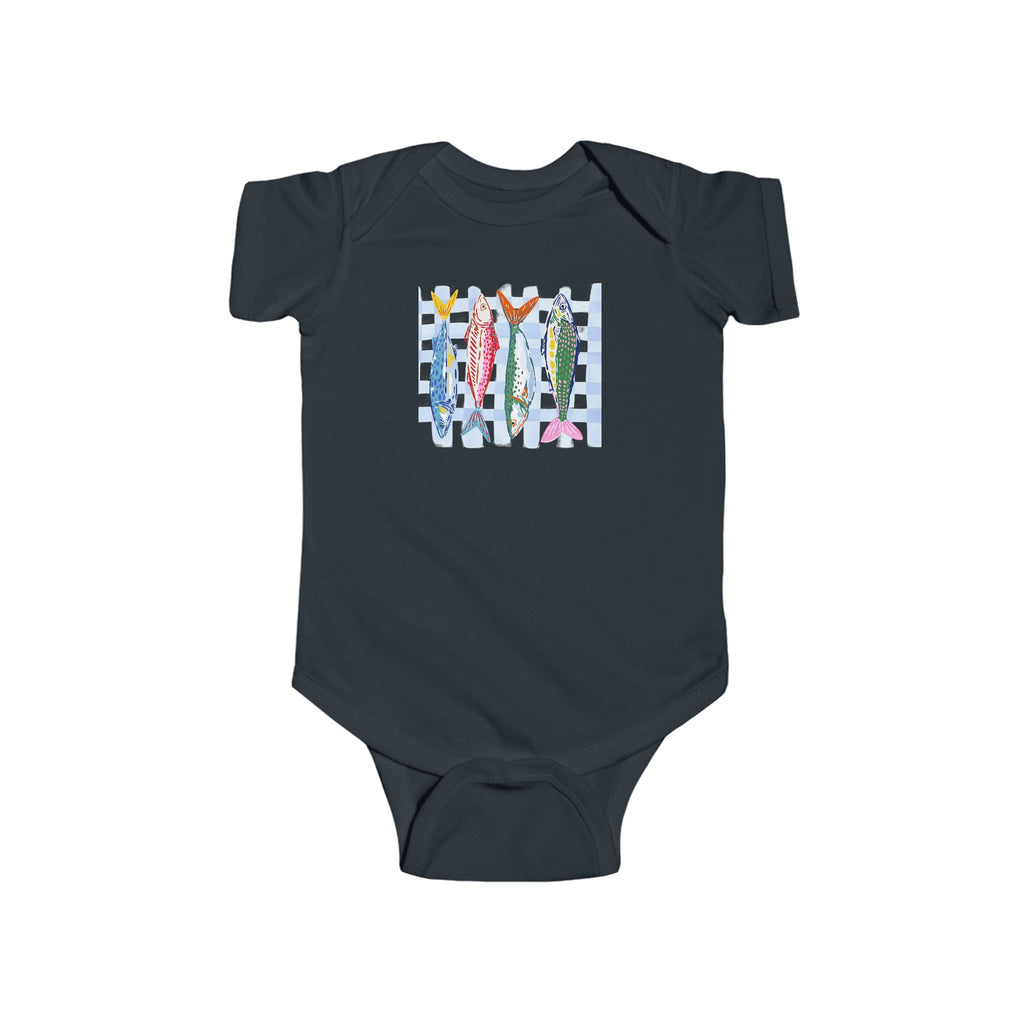 Infant Bodysuit — Colorful Sardine Fish Graphic Baby Onesie