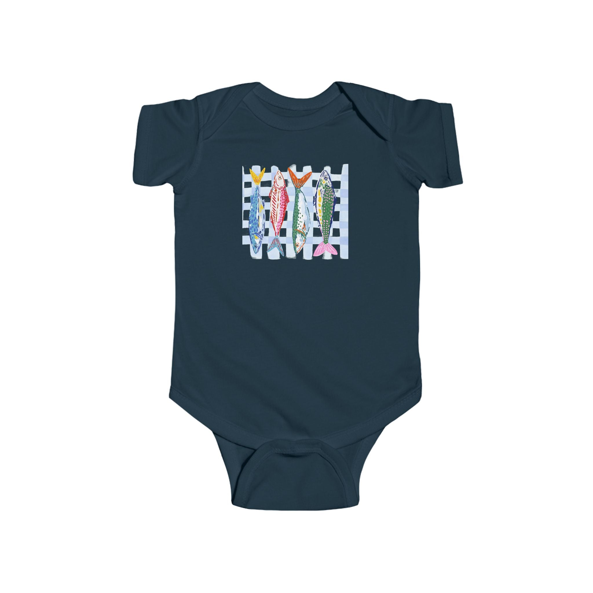 Infant Bodysuit — Colorful Sardine Fish Graphic Baby Onesie