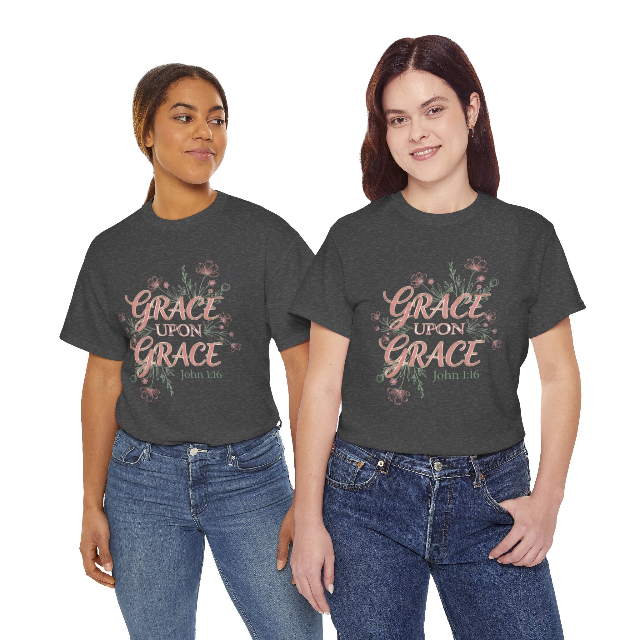 Grace Upon Grace Tee — John 1:16 Floral Christian T-Shirt