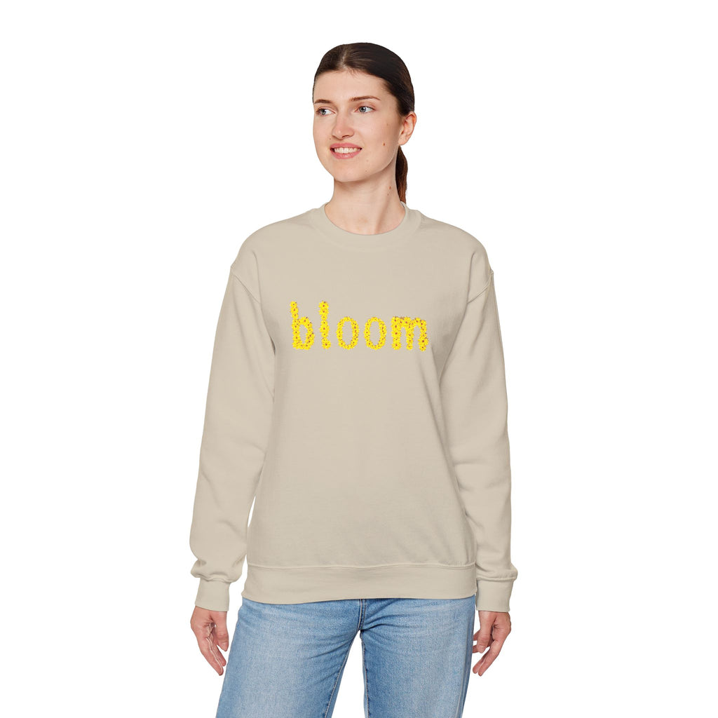 Embroidered Bloom Floral Crewneck Sweatshirt — Yellow Daisy “bloom” Design