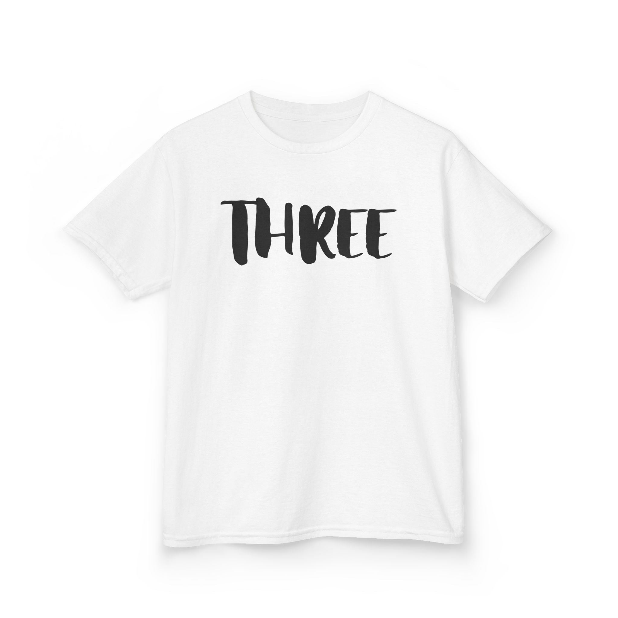 Kids Tee — "Three" Birthday Shirt, 3rd Birthday Toddler T‑Shirt