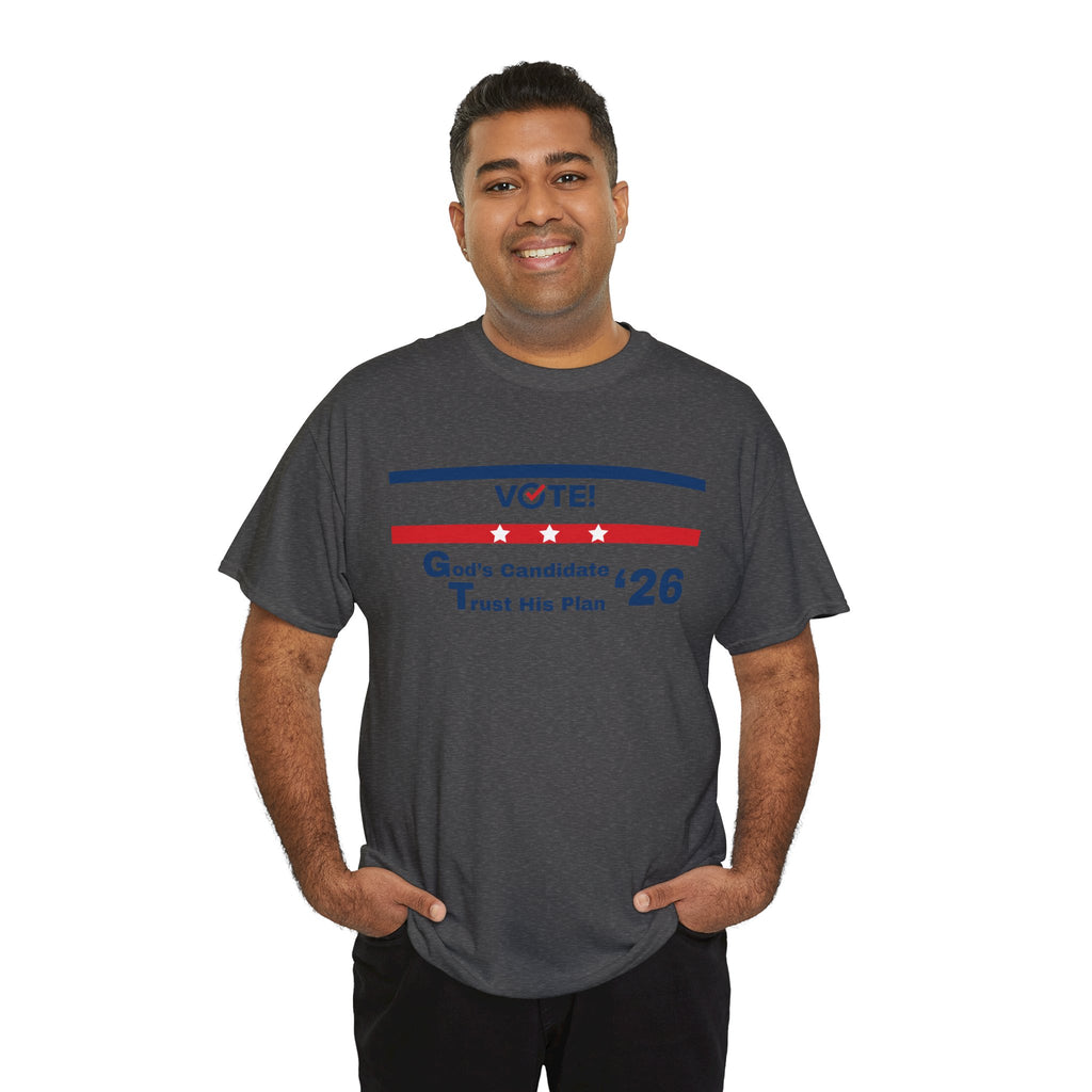 Political Vote '26 T‑Shirt — "God's Candidate Trust His Plan" Patriotic Tee