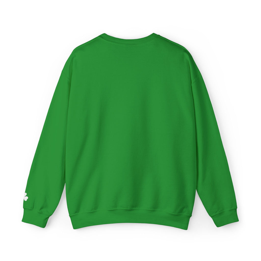 Embroidered Shamrock Crewneck Sweatshirt — Simple White Clover St. Patrick’s Day Pullover
