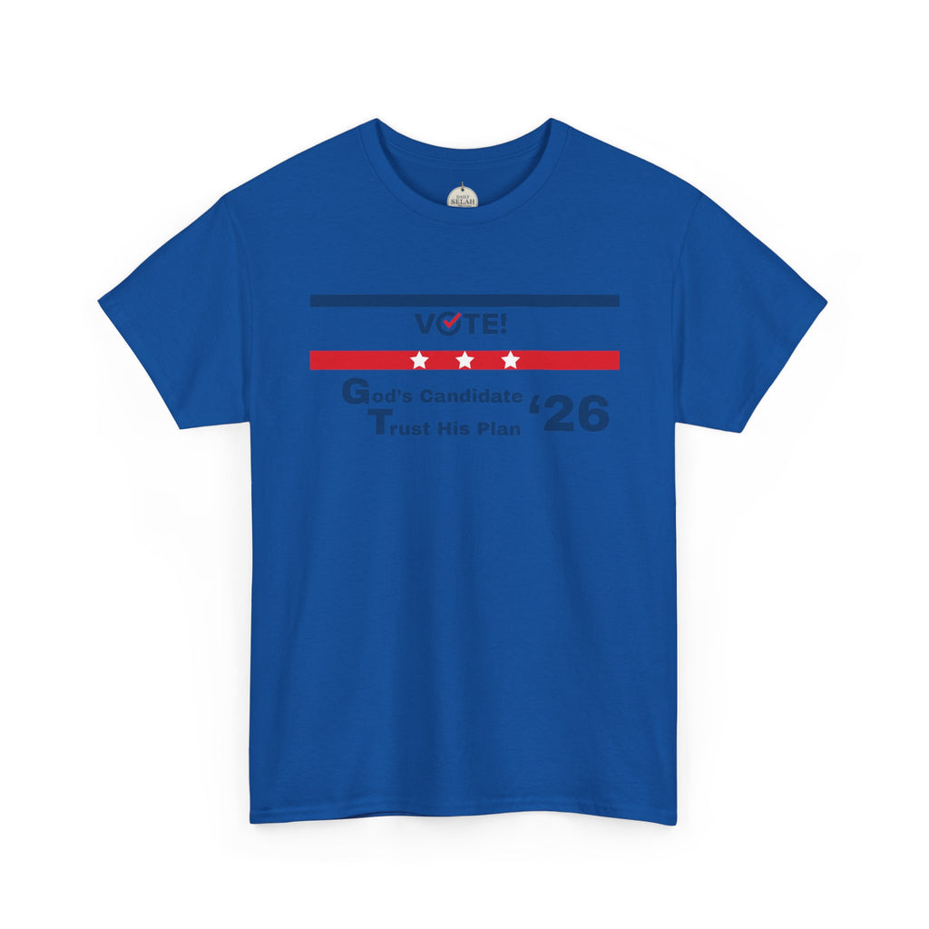 Political Vote '26 T‑Shirt — "God's Candidate Trust His Plan" Patriotic Tee
