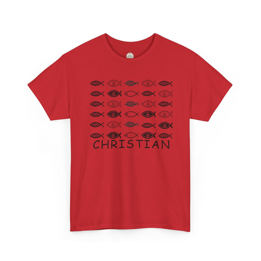 Christian Fish Pattern T‑Shirt — Ichthys Faith Tee - JESUS FISH