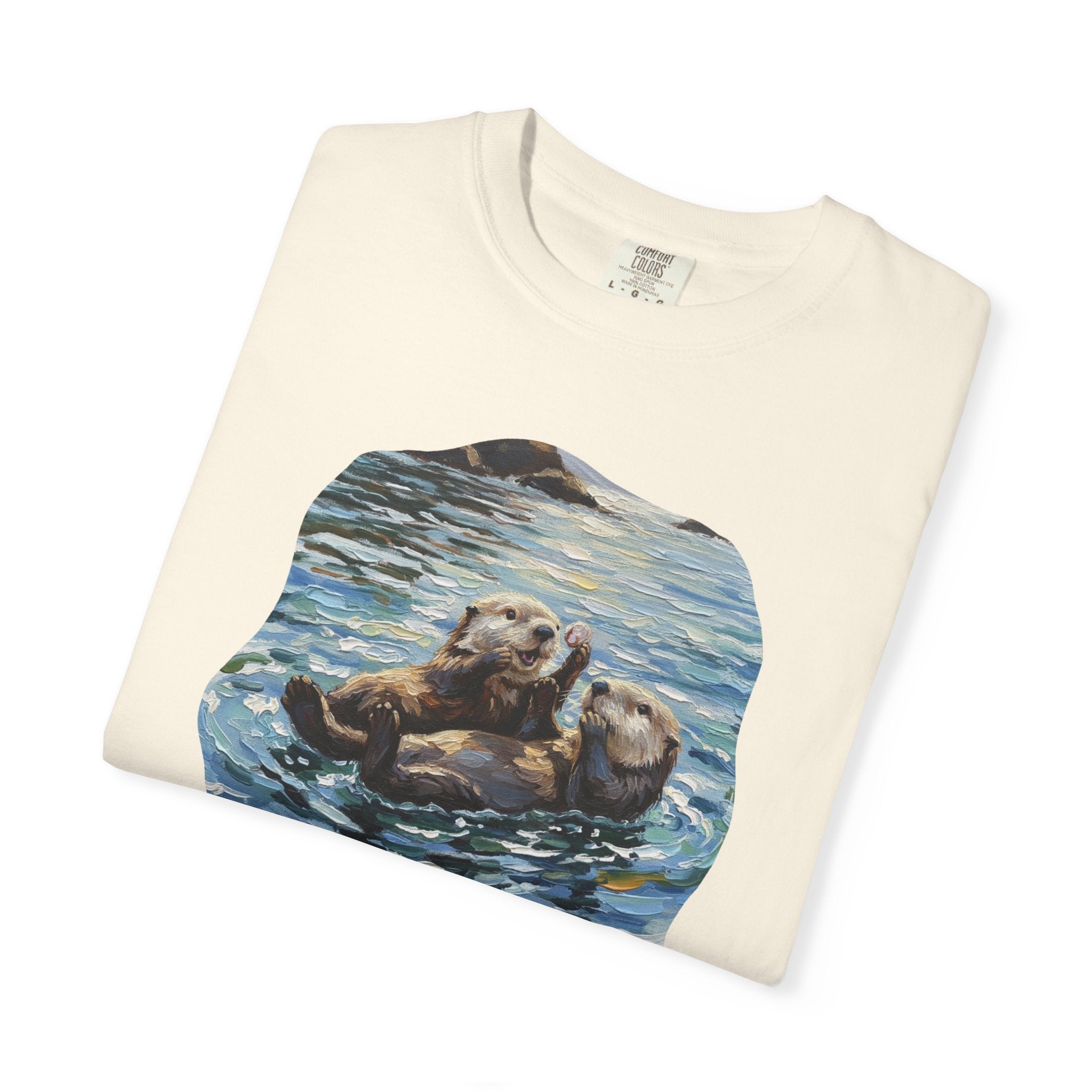 Otter Floating Art T-Shirt — Cute Sea Otter Graphic Tee