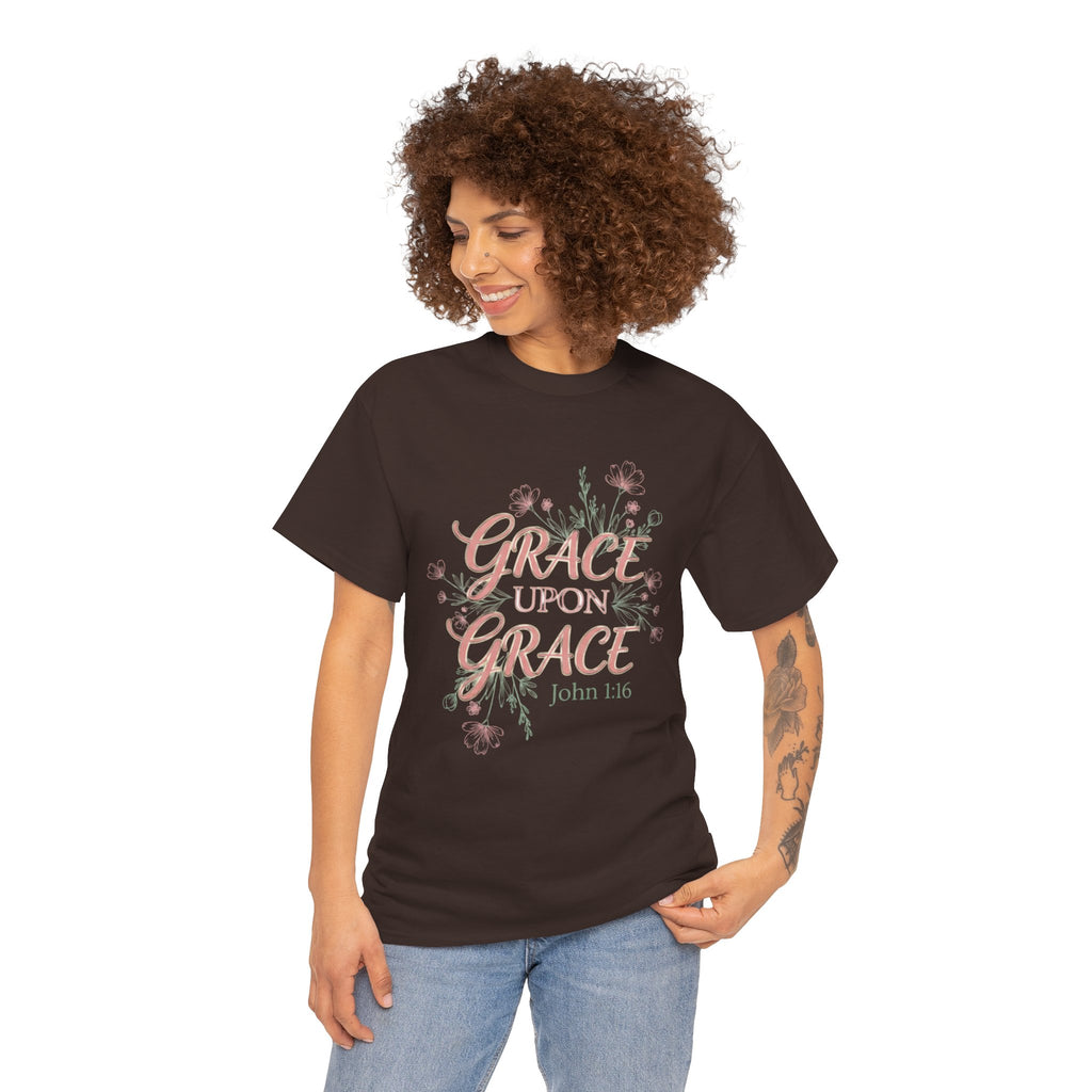 Grace Upon Grace Tee — John 1:16 Floral Christian T-Shirt
