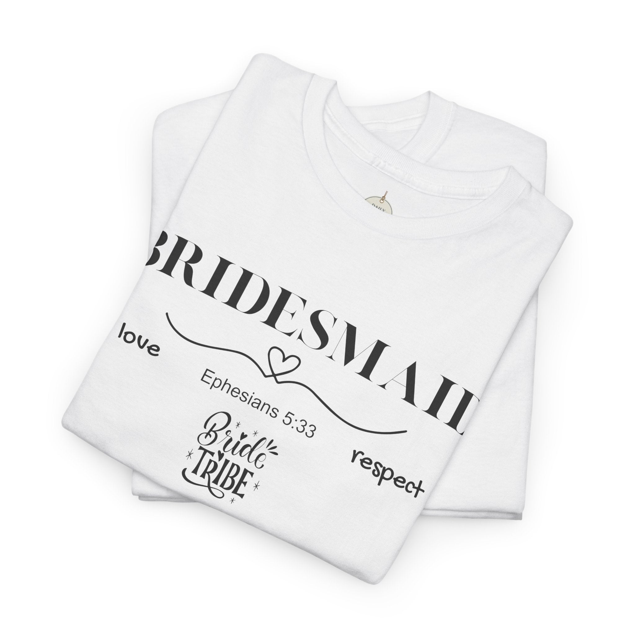 Bridesmaid T-Shirt — Elegant Script Bridal Party Tee (‘Bridesmaid’ with Heart) - Christian