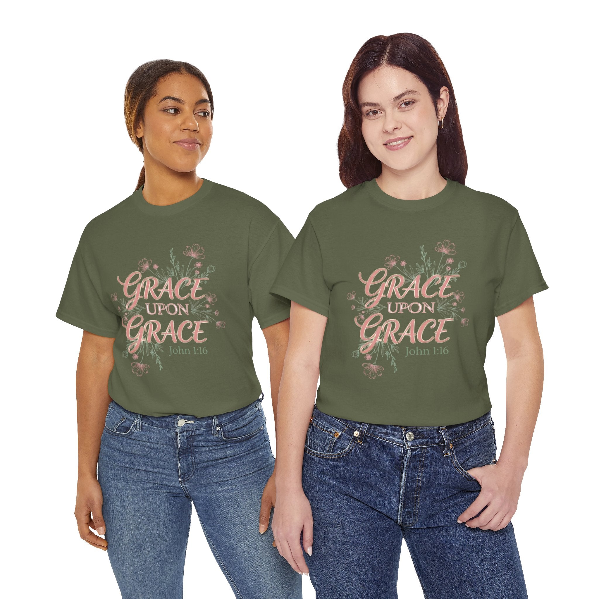 Grace Upon Grace Tee — John 1:16 Floral Christian T-Shirt