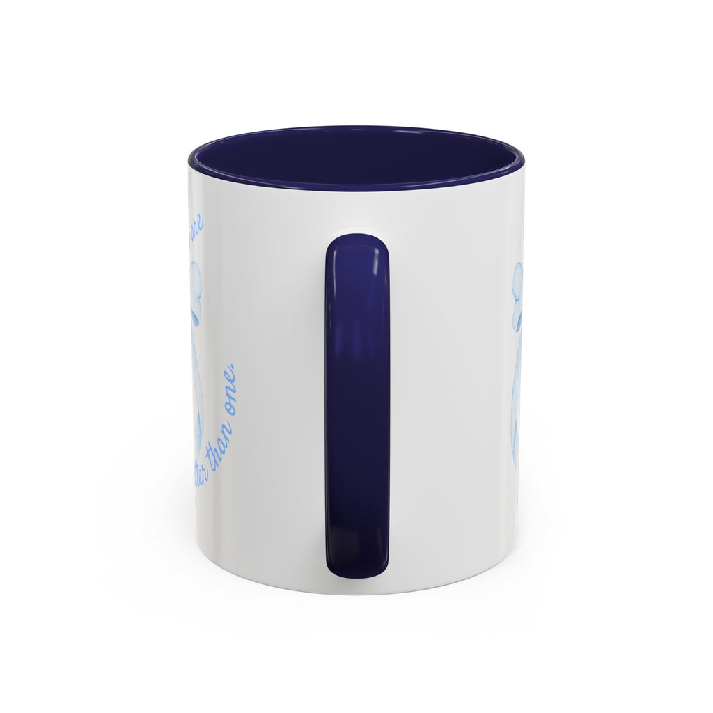 Accent Coffee Mug - "Two are better than one" Blue Ribbon Ceramic Mug Christian Wedding