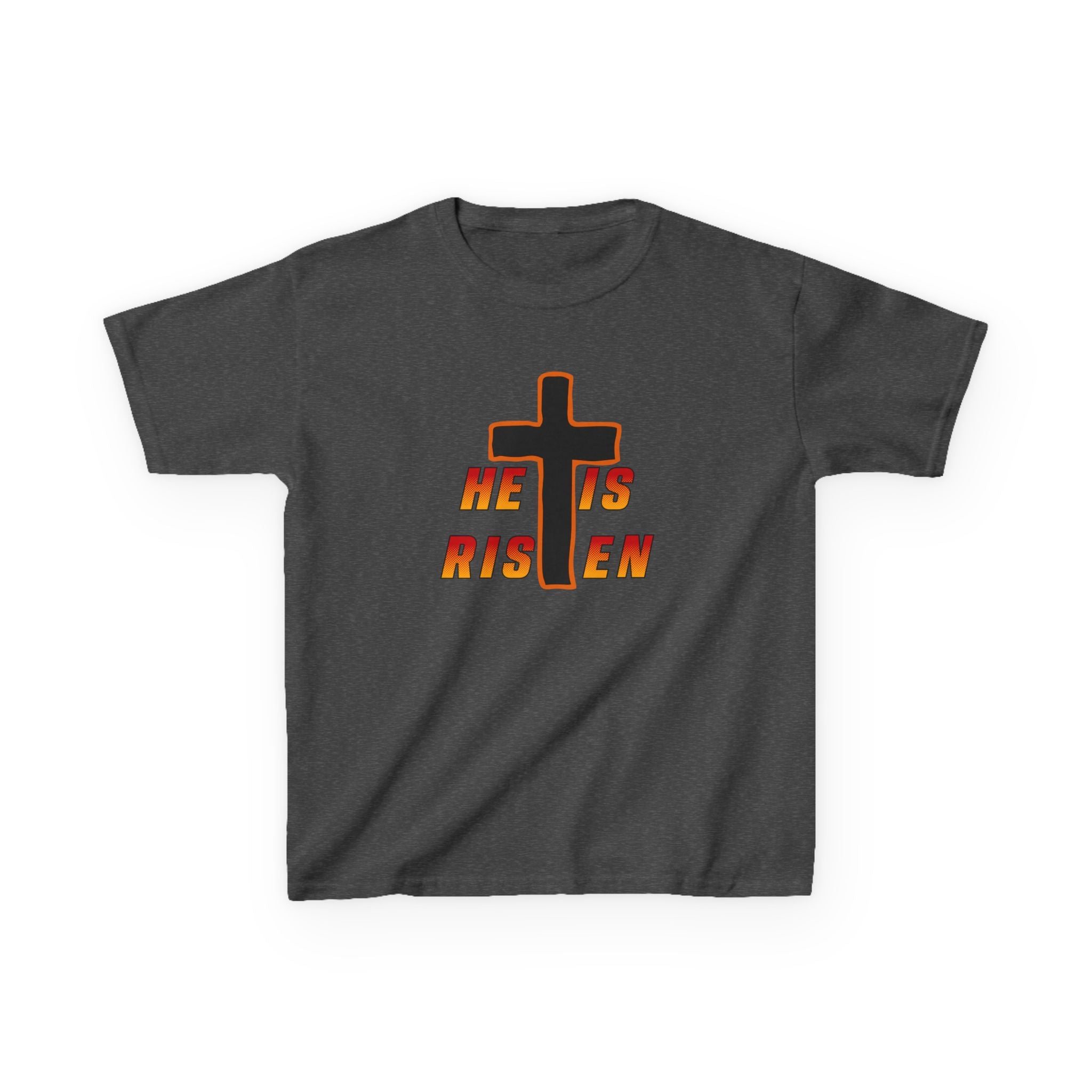 Kids Tee — "He Is Risen" Cross Easter T‑Shirt
