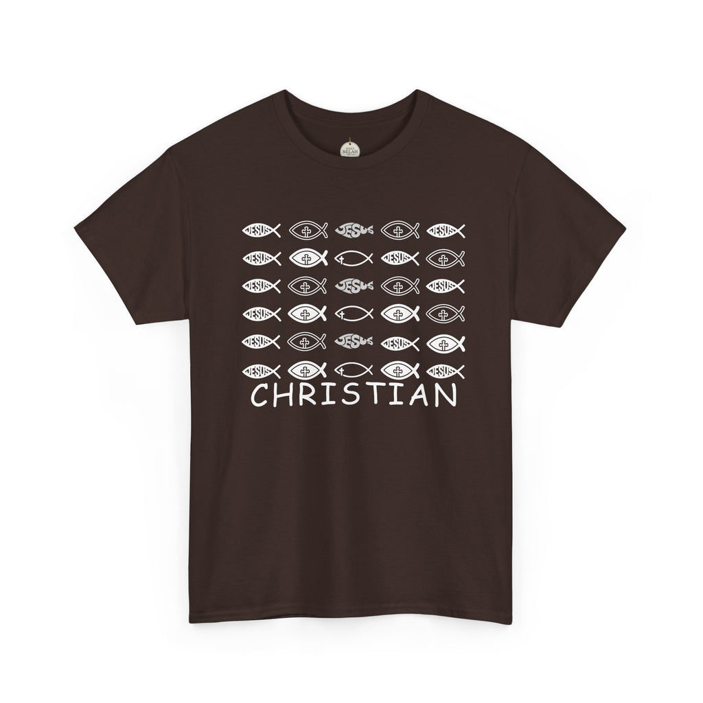 Christian Fish Pattern T‑Shirt — Ichthys Faith Tee - JESUS FISH