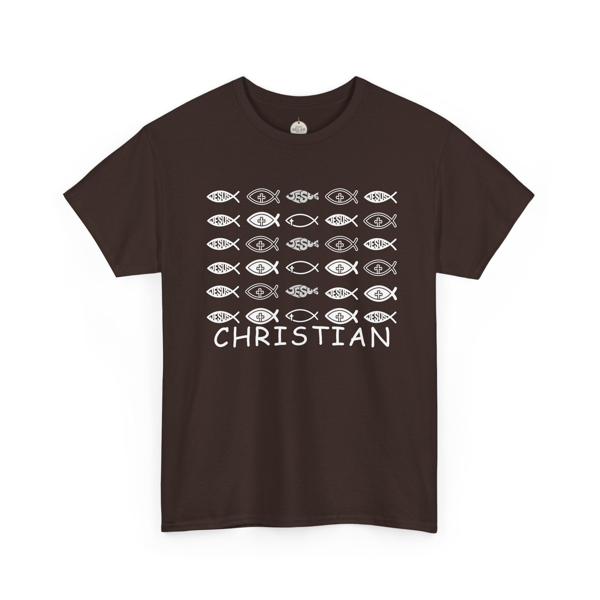 Christian Fish Pattern T‑Shirt — Ichthys Faith Tee - JESUS FISH