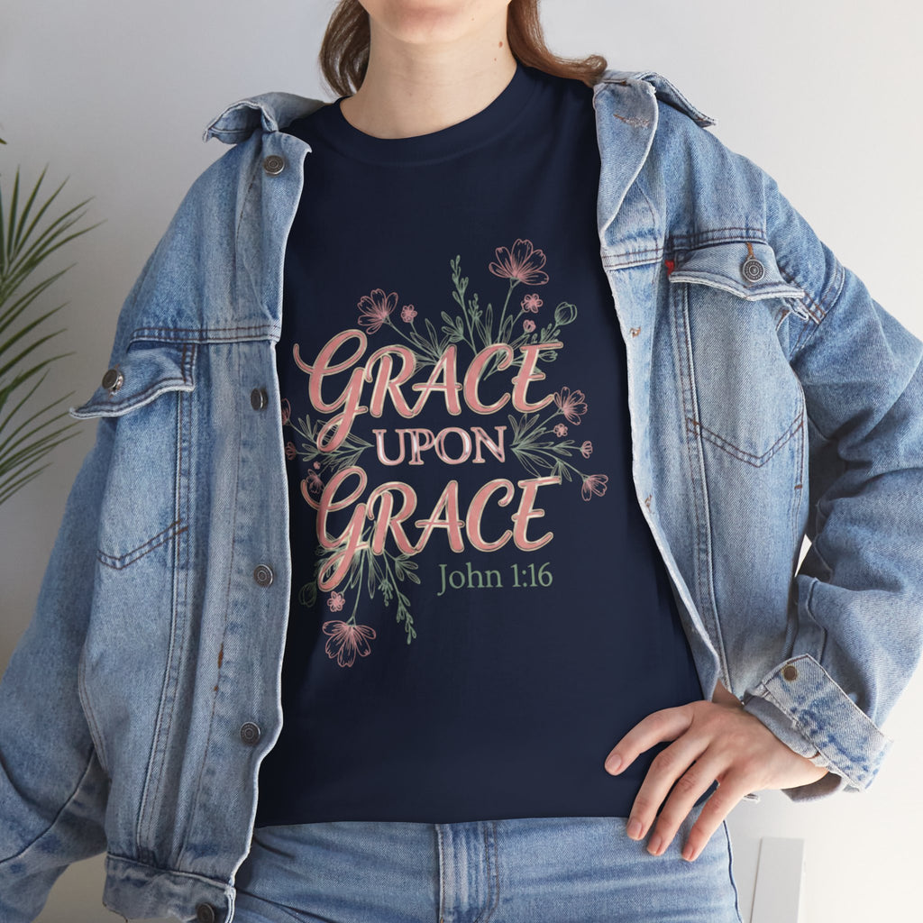 Grace Upon Grace Tee — John 1:16 Floral Christian T-Shirt