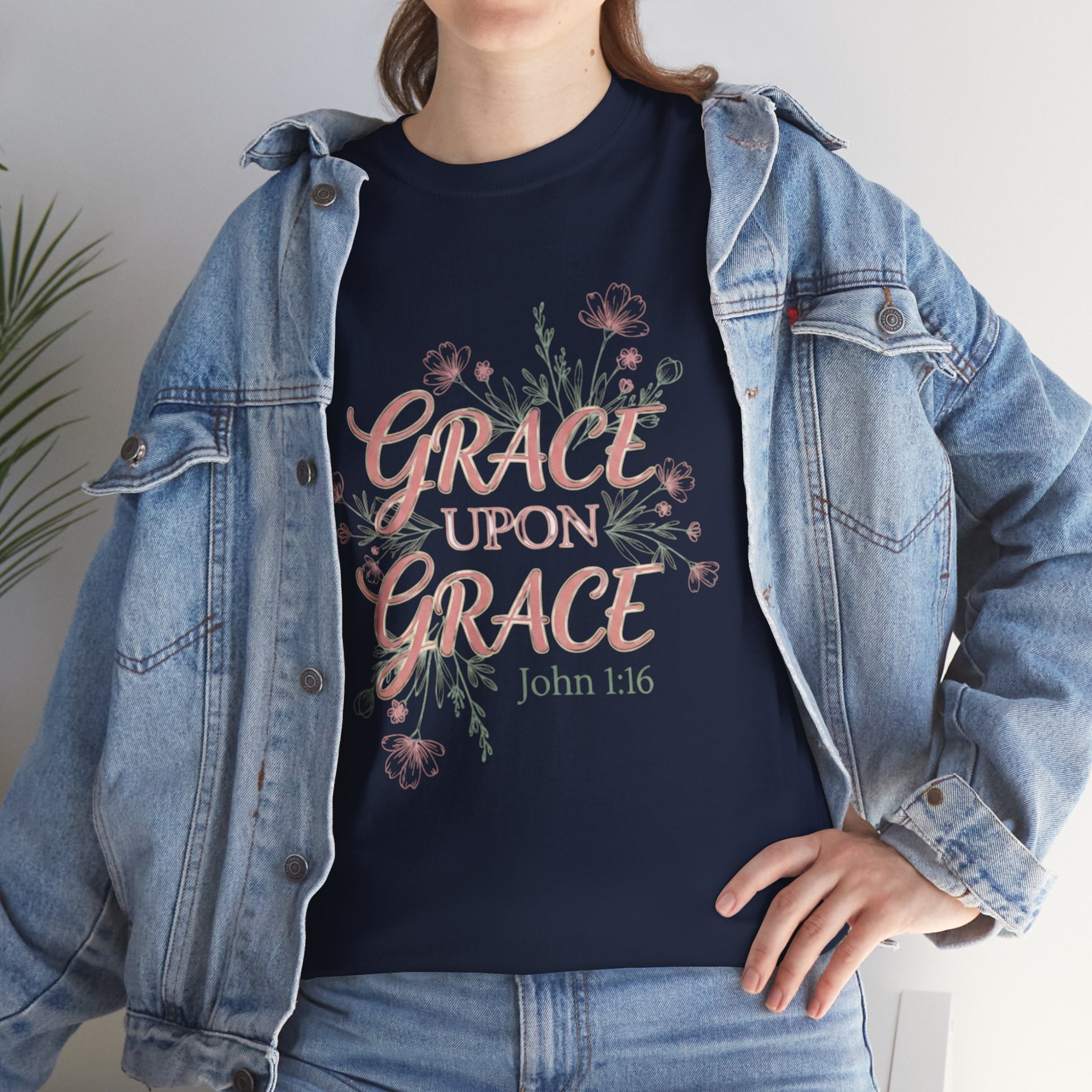 Grace Upon Grace Tee — John 1:16 Floral Christian T-Shirt
