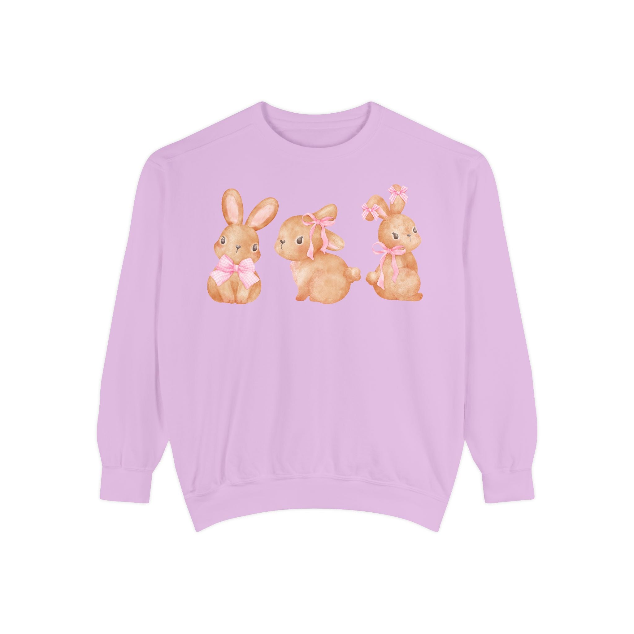 Comfort Colors - Easter Bunny Trio Sweatshirt — Cute Pastel Rabbit Graphic Pullover