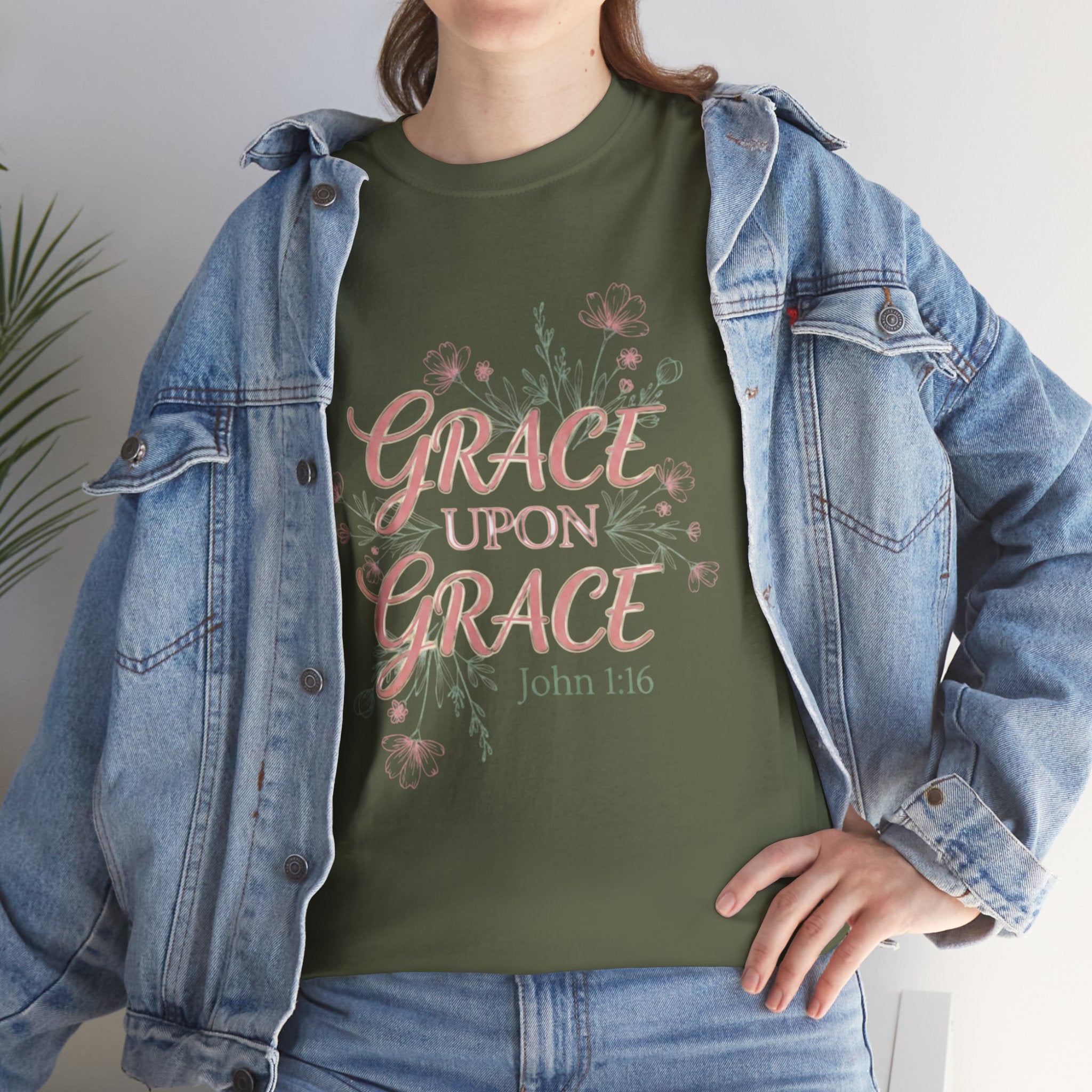 Grace Upon Grace Tee — John 1:16 Floral Christian T-Shirt